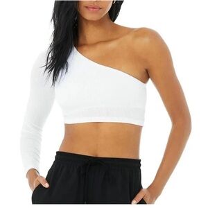 Alo Yoga One-Shoulder White Crop